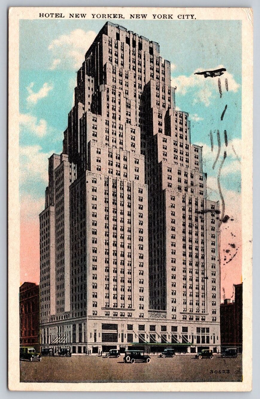 Vintage 1936 Hotel New Yorker Postcard Handwritten Union Seminary Message NYC
